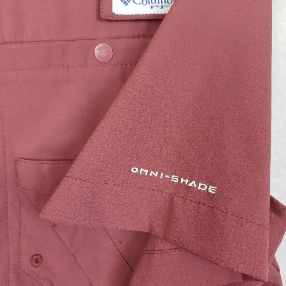 Columbia PFG Texas A&M Shirt Men's M Short Sleeve Button Down Maroon Fishing